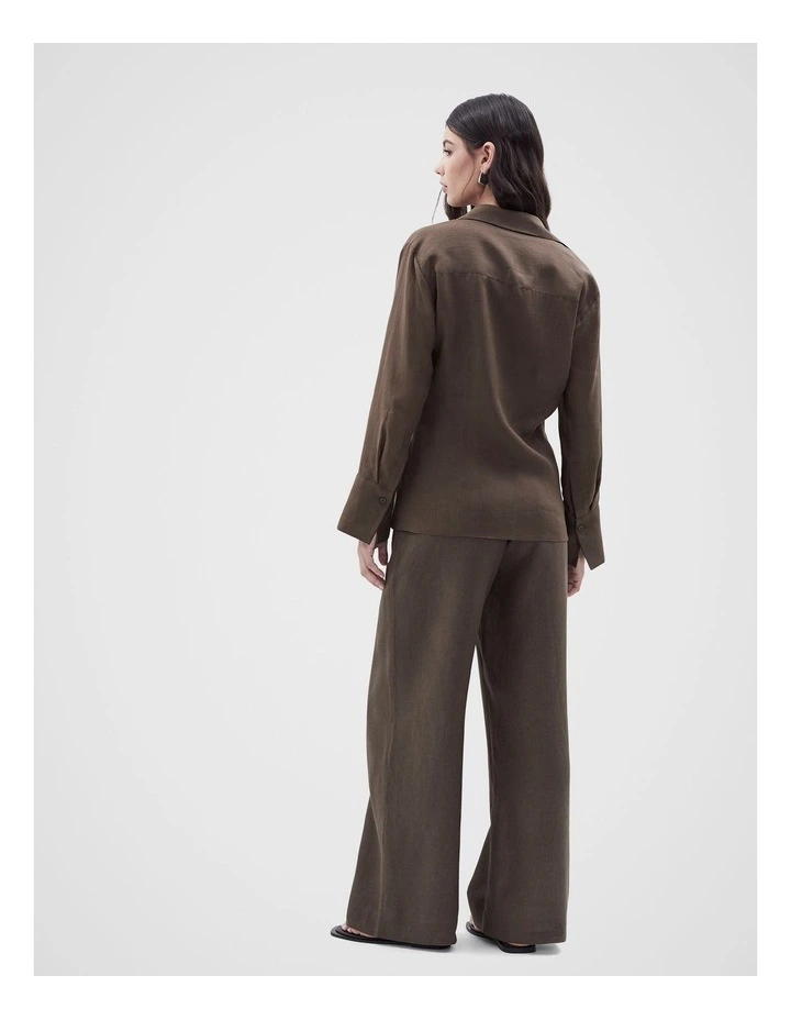 Tie Front Shirt in Brown image 2