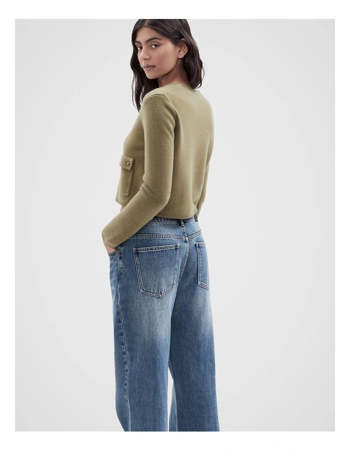 Knitted Wool Jacket in Dark Green image 2