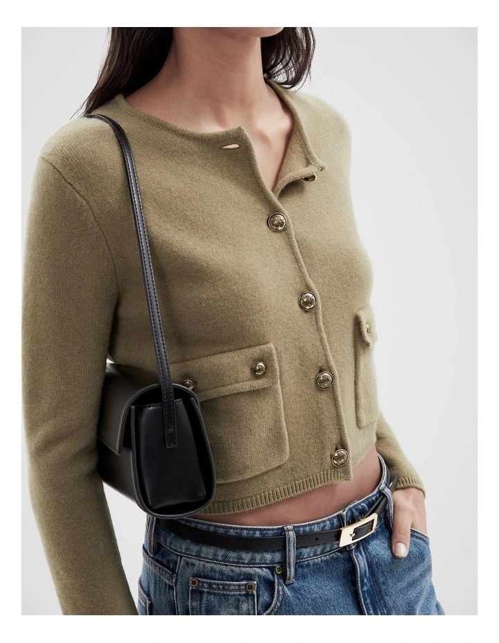 Knitted Wool Jacket in Dark Green image 3