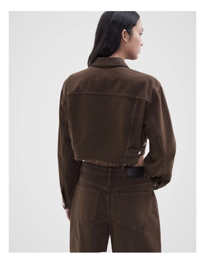 Cropped Denim Jacket in Mocha image 2