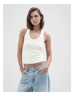 Australian Cotton Scoop Neck Tank in White