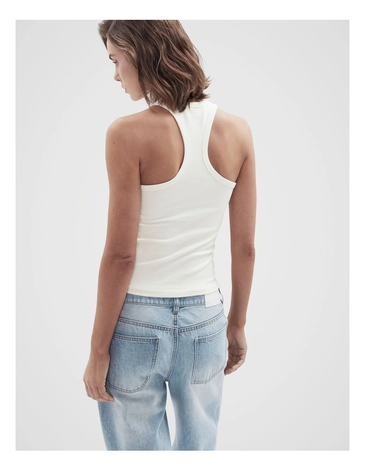 Australian Cotton Scoop Neck Tank in White image 2