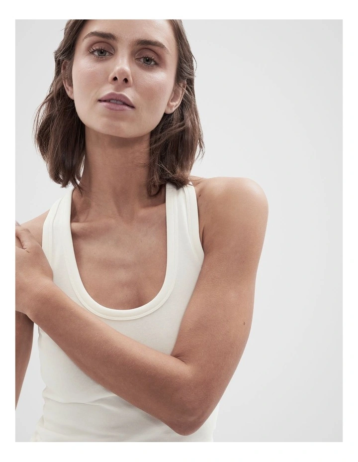 Australian Cotton Scoop Neck Tank in White image 3