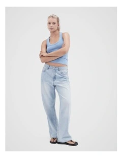 Aus Cotton Scoop Neck Tank in Blue
