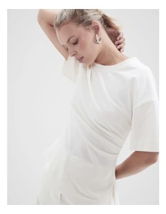 Drape Detail Tee in White