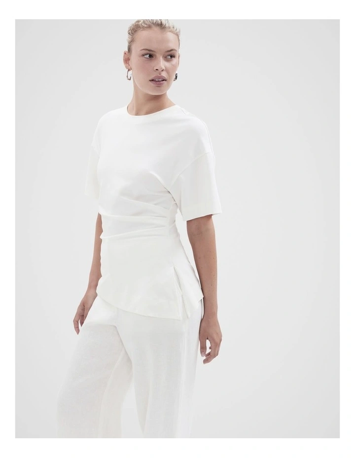 Drape Detail Tee in White image 3
