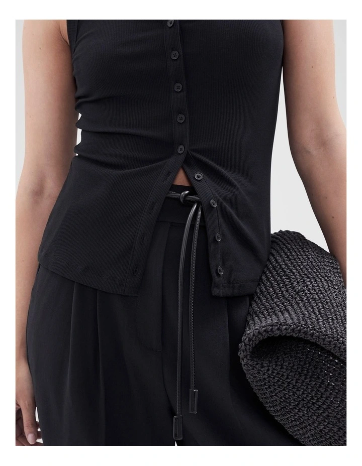 Button Through Top in Black image 3