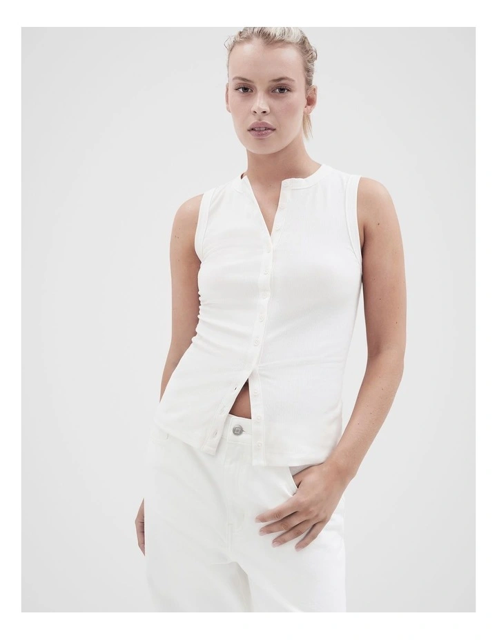 Button Through Top in White image 1