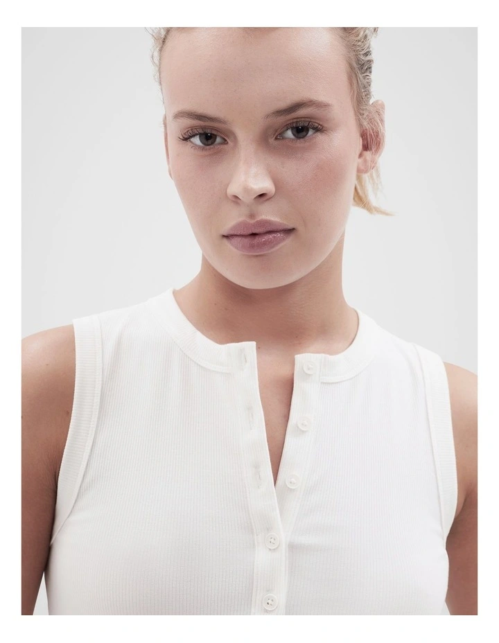 Button Through Top in White image 3