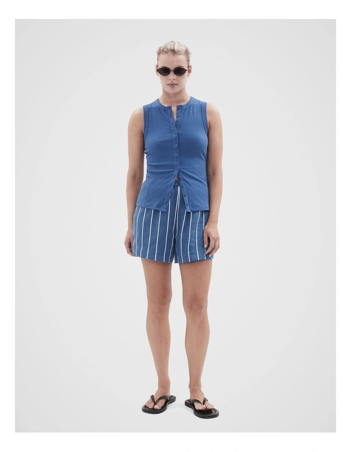 Button Through Top in Royal Blue image 4