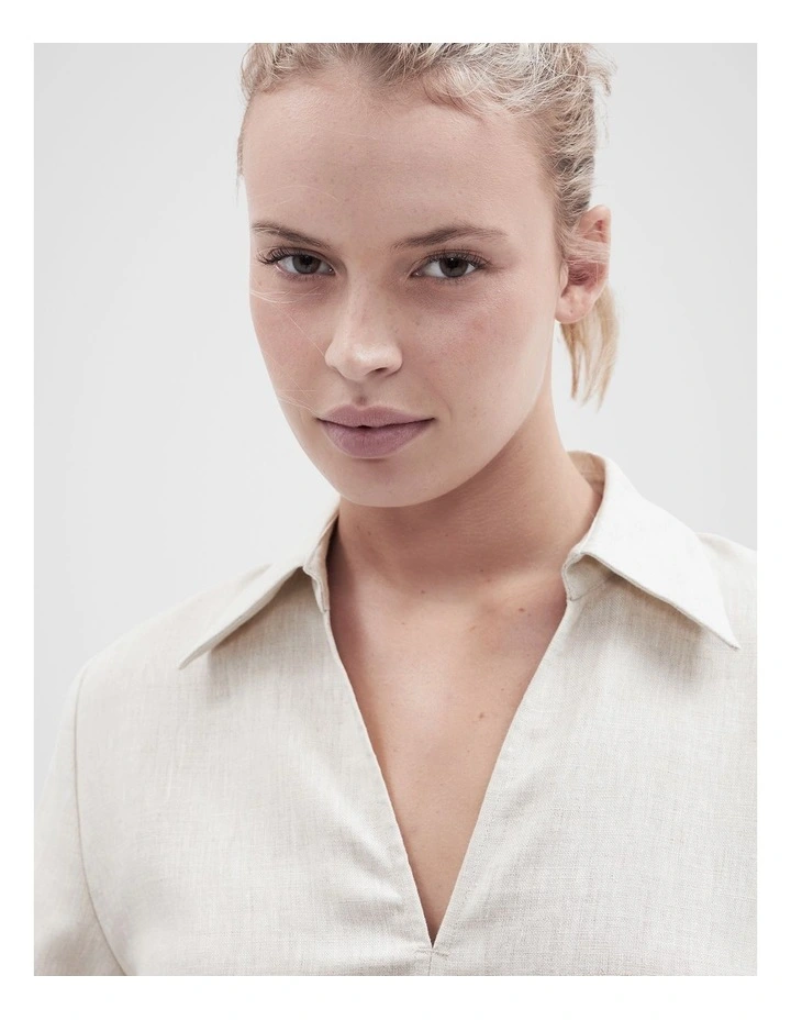 Collared Linen Dress in Stonemlng image 3
