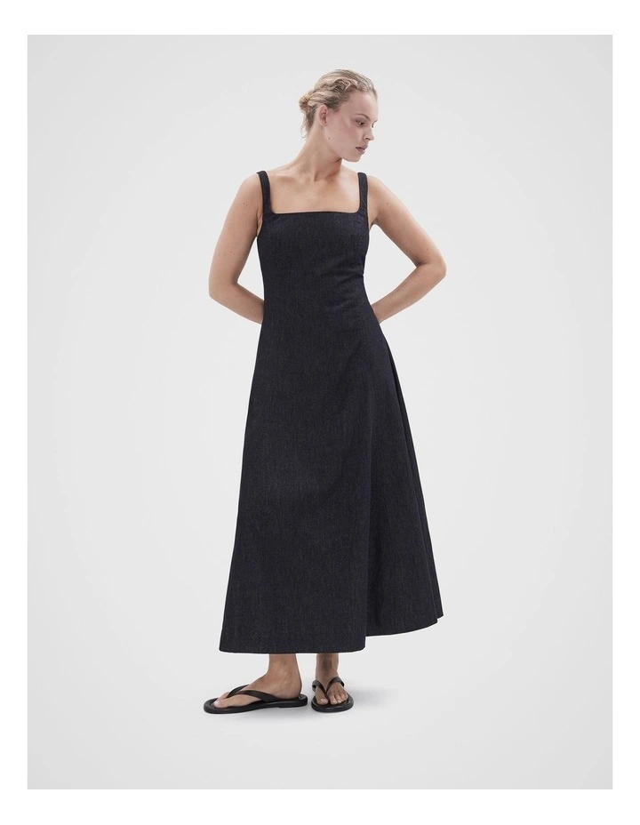Denim Panelled Dress in Darkrinse image 1