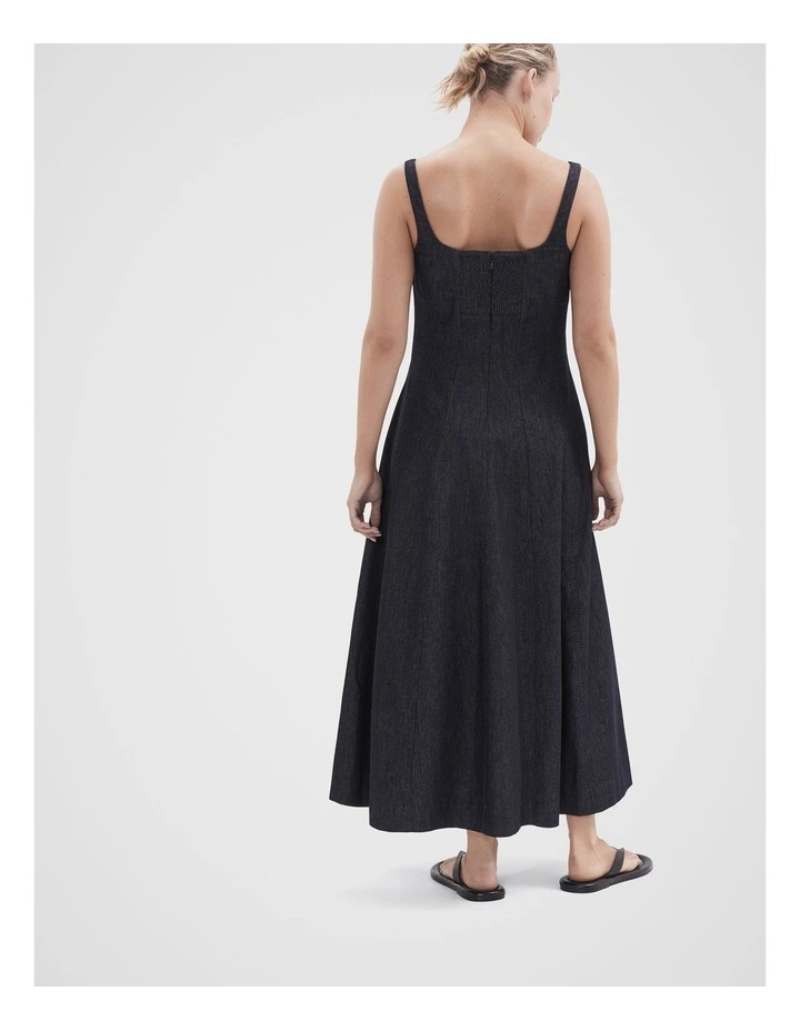 Denim Panelled Dress in Darkrinse image 2
