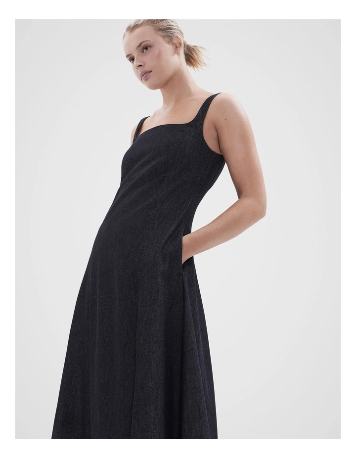 Denim Panelled Dress in Darkrinse image 3