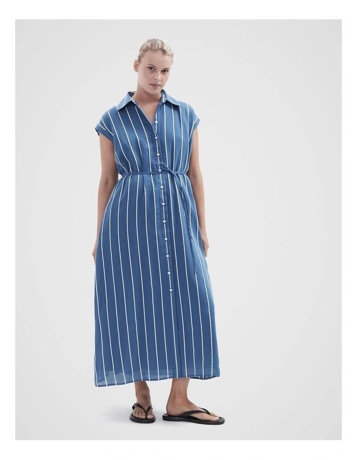 Stripe Collared Maxi Dress in Topazoystr image 1