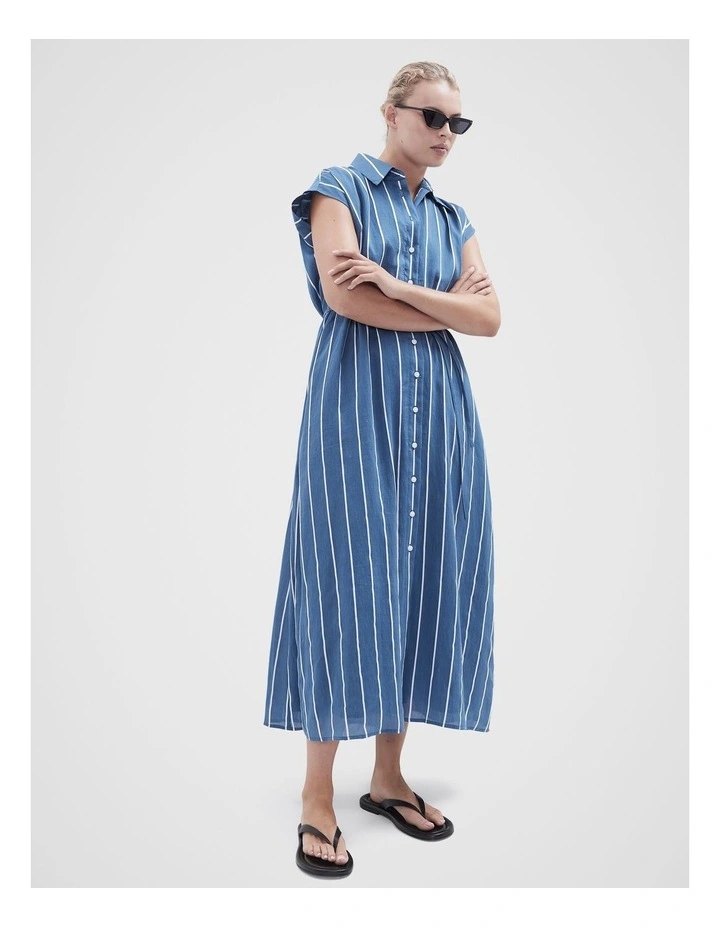 Stripe Collared Maxi Dress in Topazoystr image 3