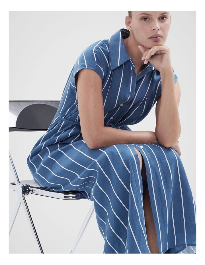 Stripe Collared Maxi Dress in Topazoystr image 4