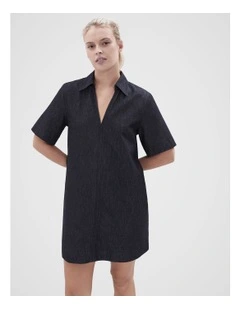 Collared Denim Dress in Darkrinse
