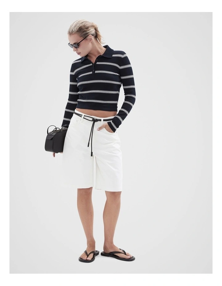 Aus Cotton Knitted Polo in Navyoyster image 4