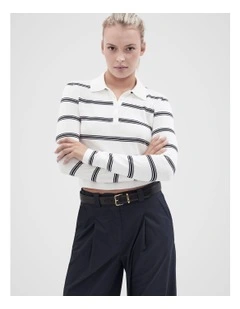 Aus Cotton Knitted Polo in Oysternavy