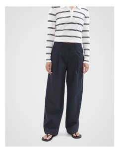 Cotton Pleat Front Pant in Navy