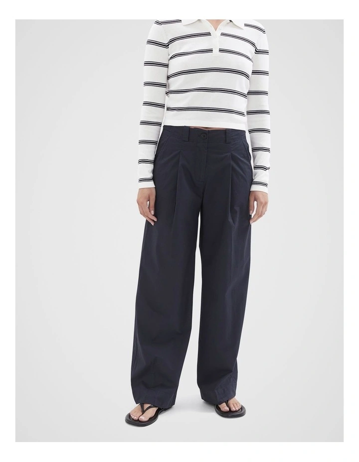 Cotton Pleat Front Pant in Navy image 1