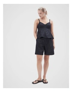 Rinse Denim Pleated Short in Darkrinse