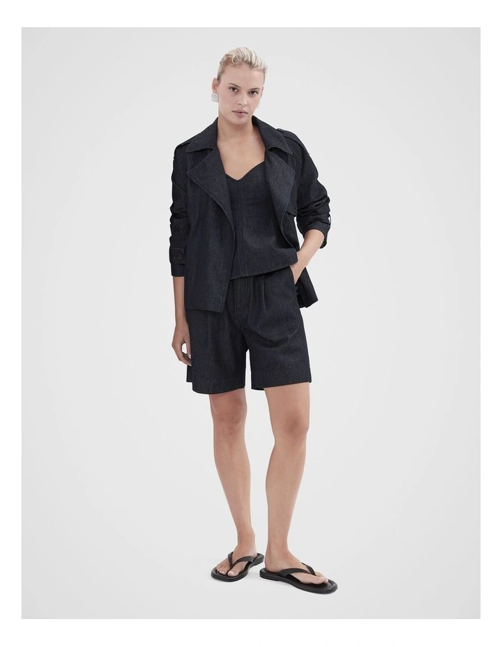 Rinse Denim Pleated Short in Darkrinse image 3