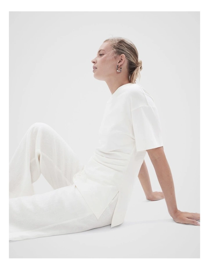 Linen Pant in White image 3