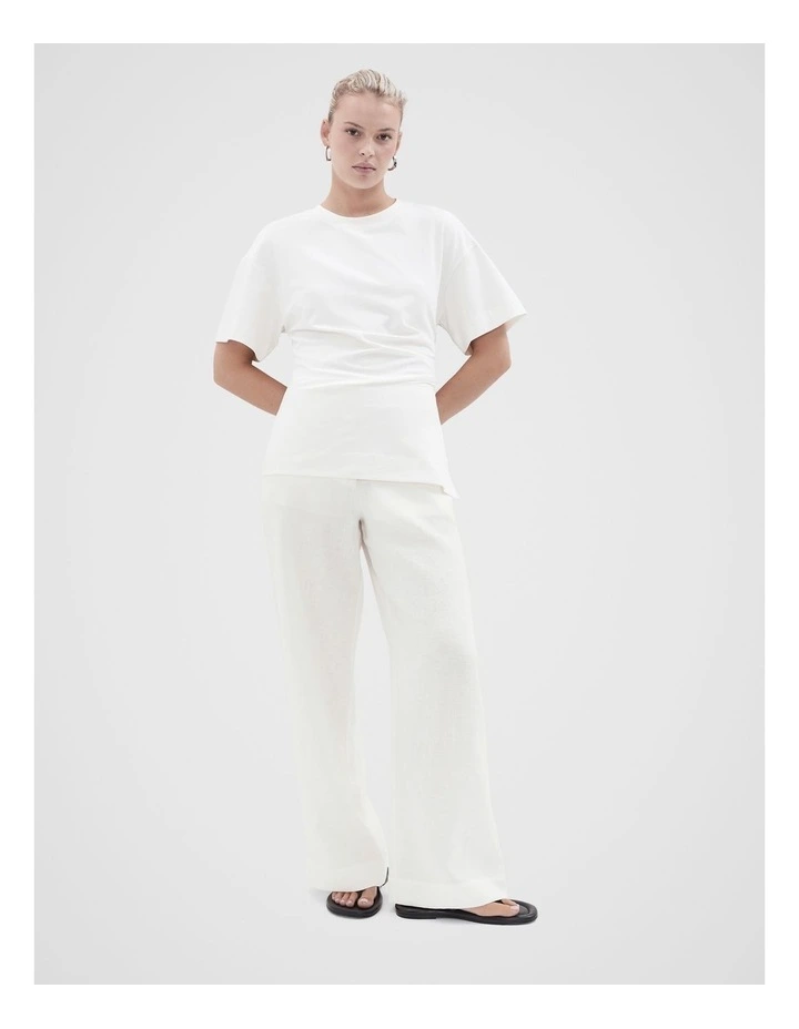 Linen Pant in White image 4