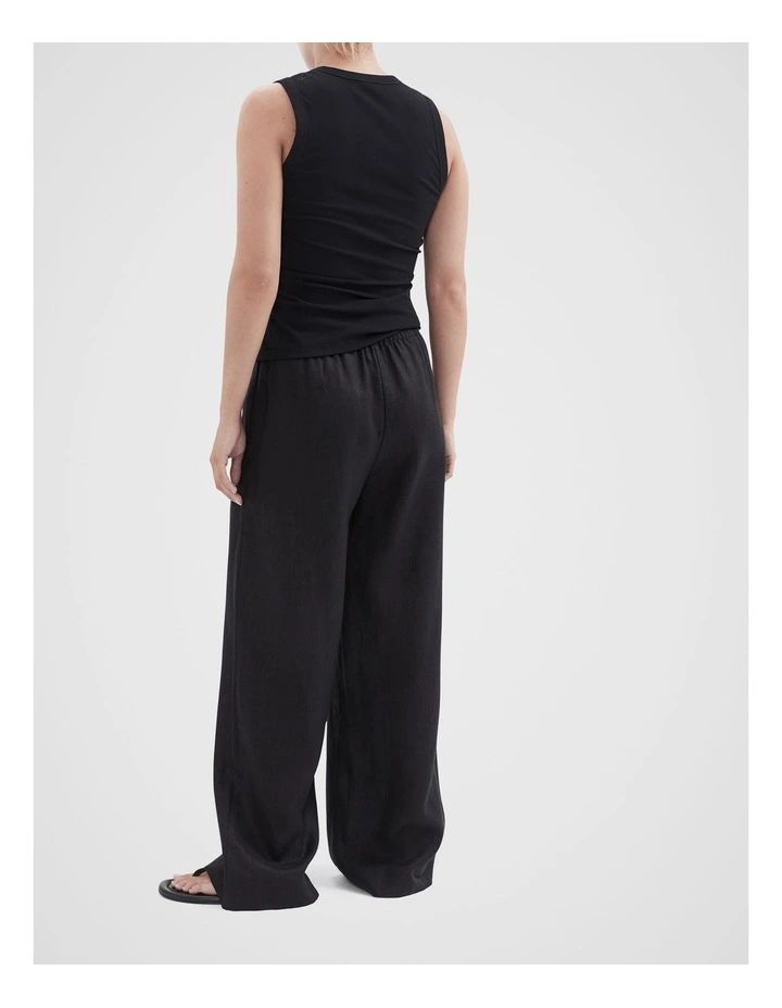 Essential Linen Wide Leg Pant in Black image 2