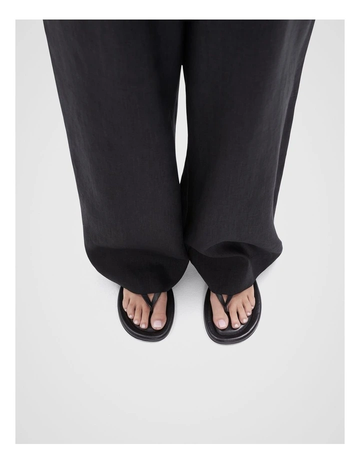 Essential Linen Wide Leg Pant in Black image 4