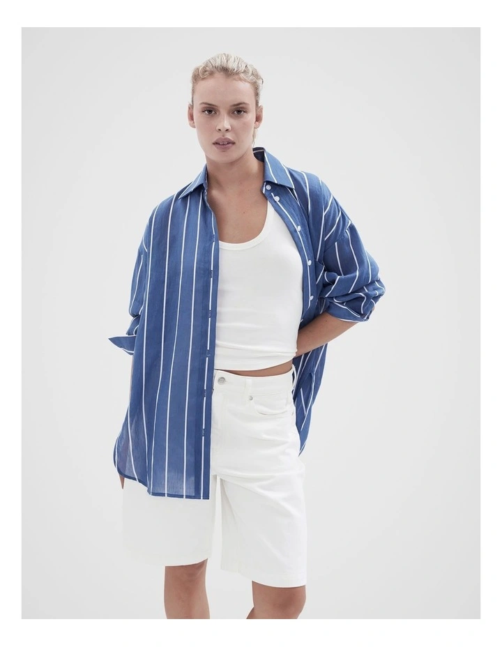 Stripe Oversized Shirt in Topazoystr image 1