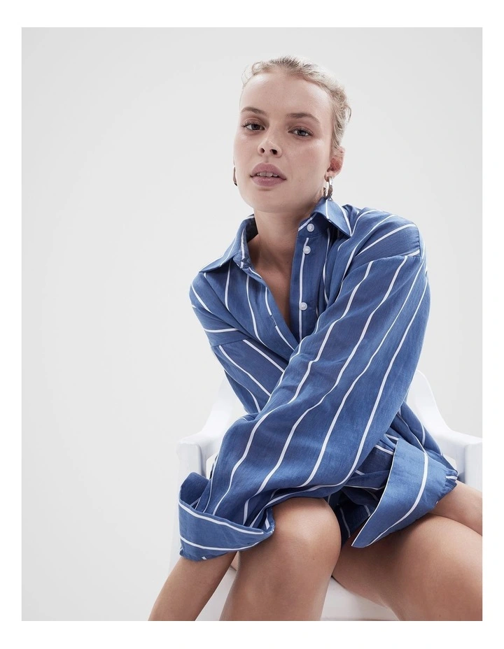 Stripe Oversized Shirt in Topazoystr image 5