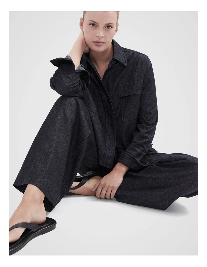 Rinse Denim Cropped Shirt in Darkrinse image 4