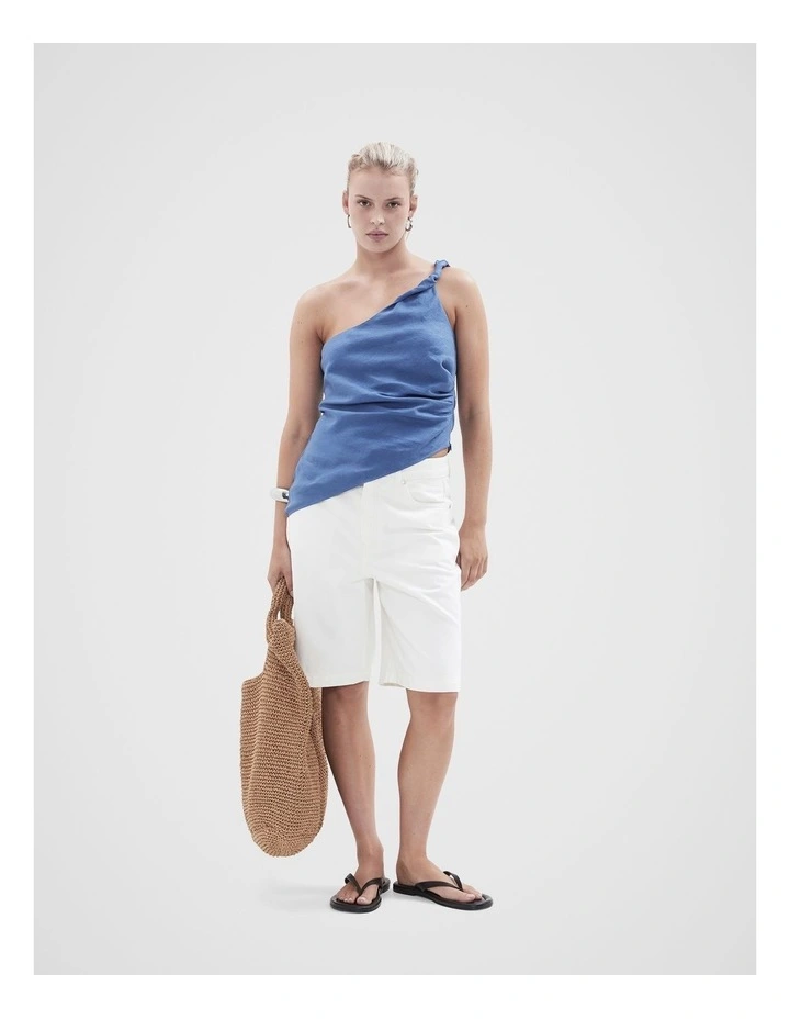 One Shoulder Twist Top in Blue image 3