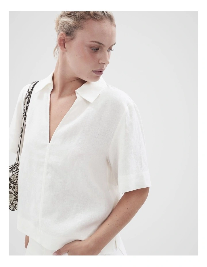 Collared Linen Top image 3