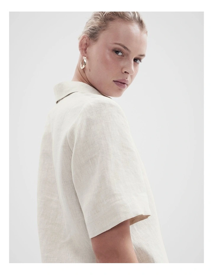 Collared Linen Top in Stonemlng image 3
