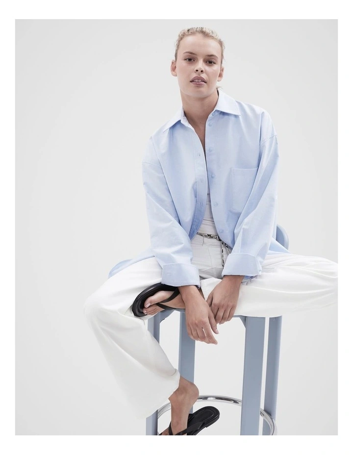 Oversized Oxford Shirt in Blue image 4