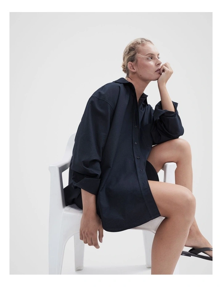 Oversized Oxford Shirt in Blue image 4