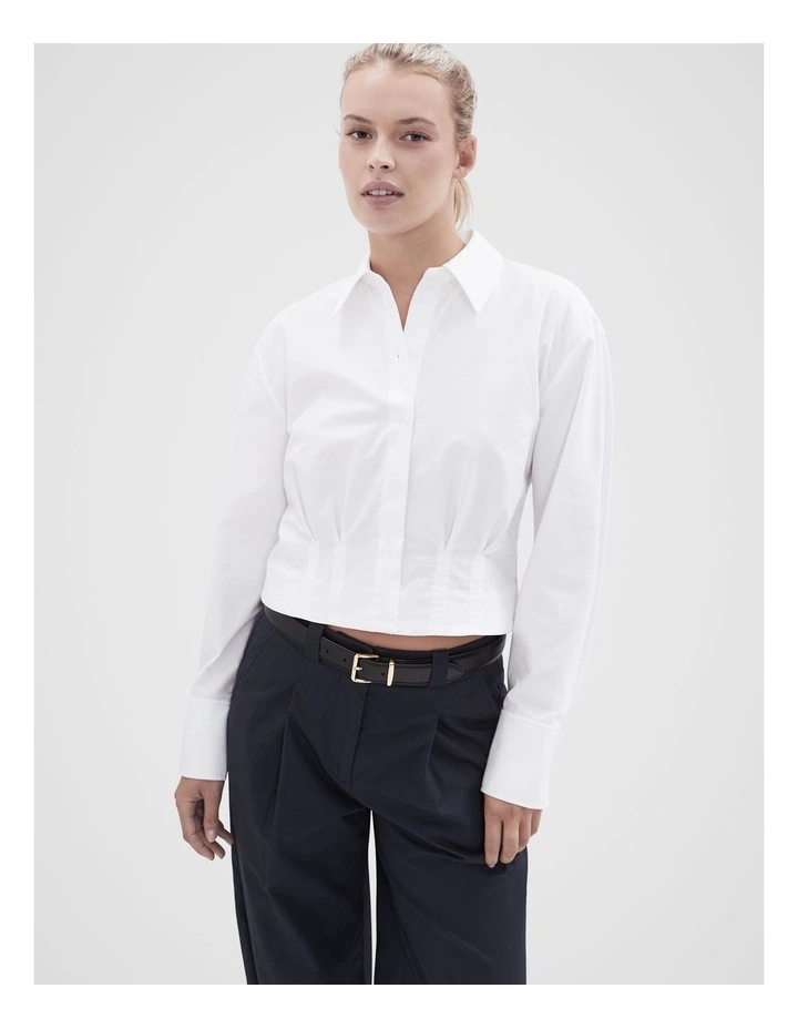 Pintuck Shirt in White image 3