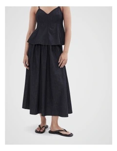Denim Full Skirt in Blue
