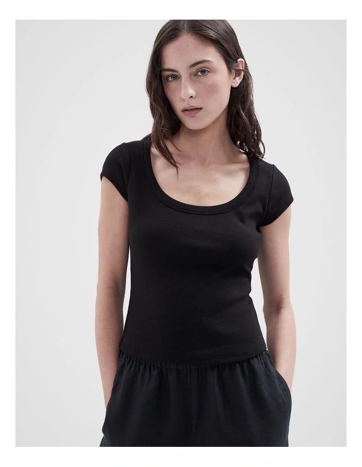 Scoop Neck Baby Tee in Black image 1
