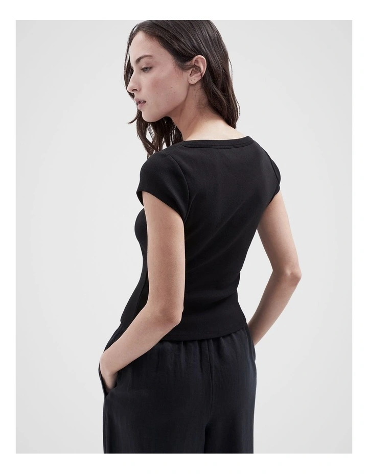 Scoop Neck Baby Tee in Black image 2