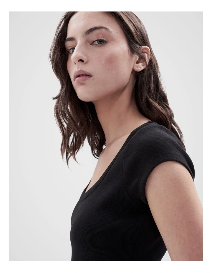 Scoop Neck Baby Tee in Black image 3
