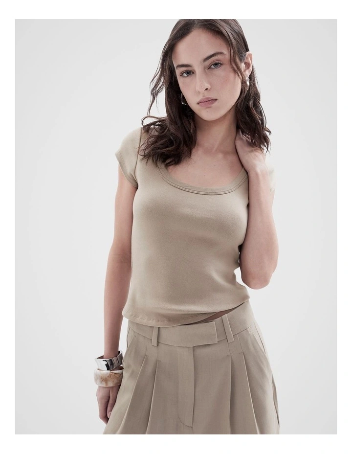 Scoop Neck Baby Tee in Beige image 1