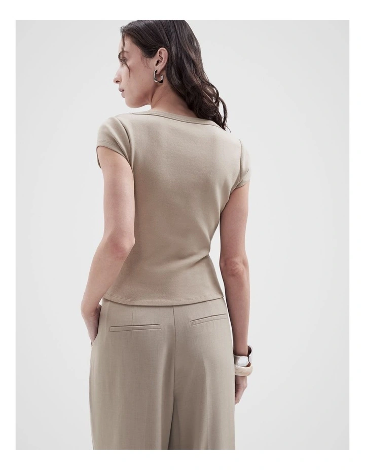 Scoop Neck Baby Tee in Beige image 2