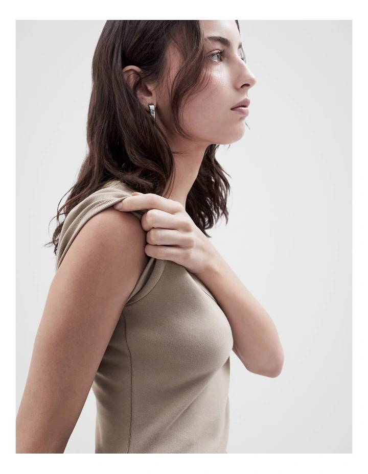 Scoop Neck Baby Tee in Beige image 3