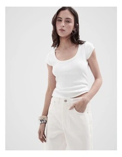 Scoop Neck Baby Tee in White