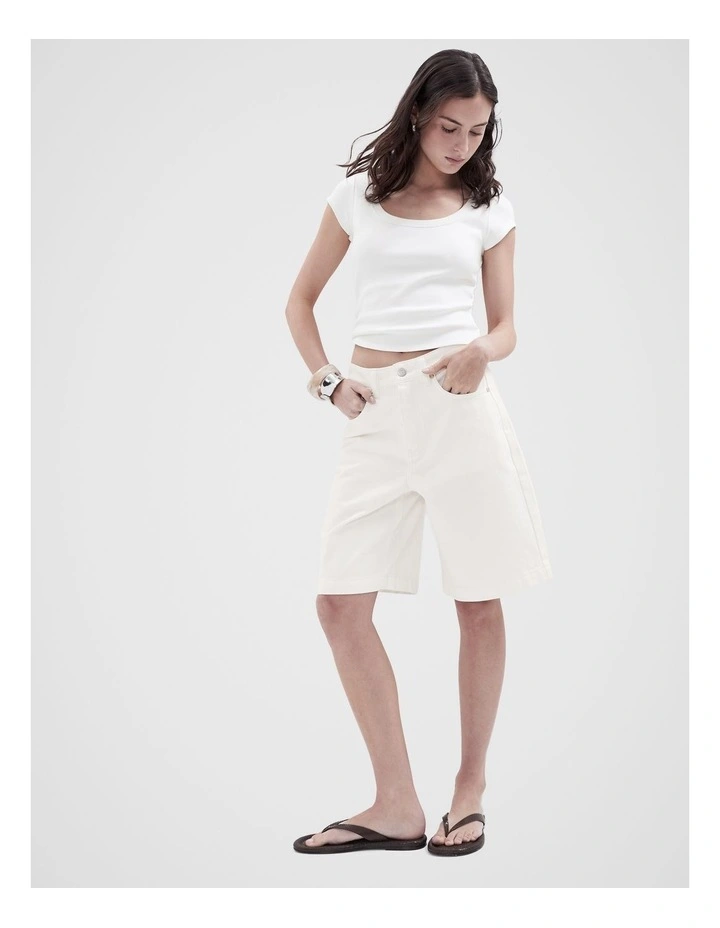 Scoop Neck Baby Tee in White image 4
